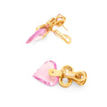 Diamond, Kunzite, and 18k Gold Heart Earrings
