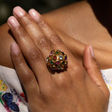 Large 18k Gold And Glass Stone Sputnik Ring