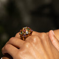 Large 18k Gold And Glass Stone Sputnik Ring