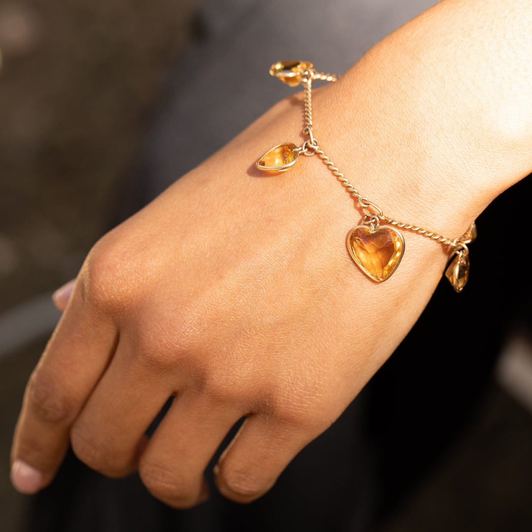 Citrine Heart and 14k Gold Convertible Bracelet And Necklace