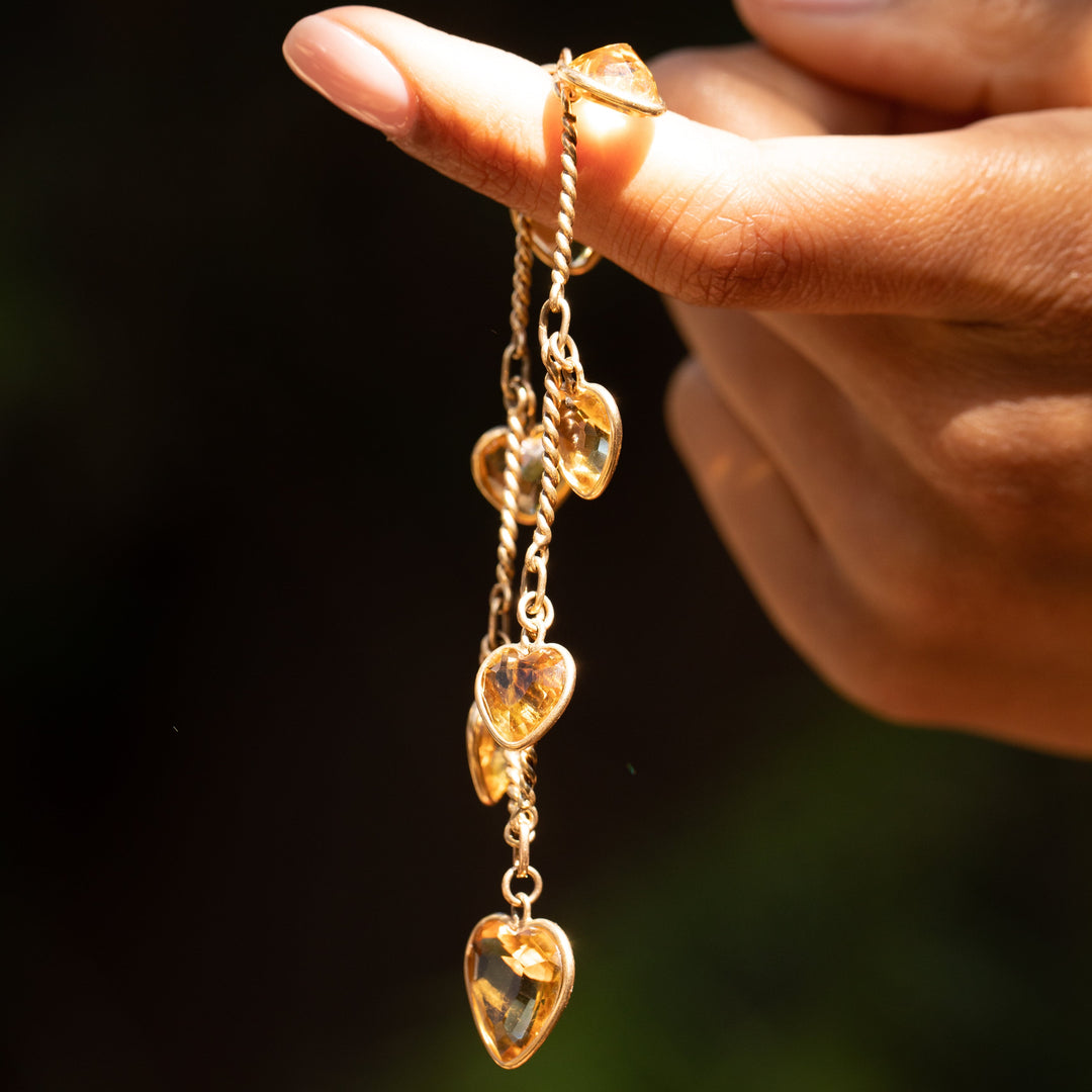 Citrine Heart and 14k Gold Convertible Bracelet And Necklace