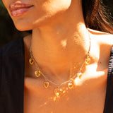 Citrine Heart and 14k Gold Convertible Necklace And Bracelet