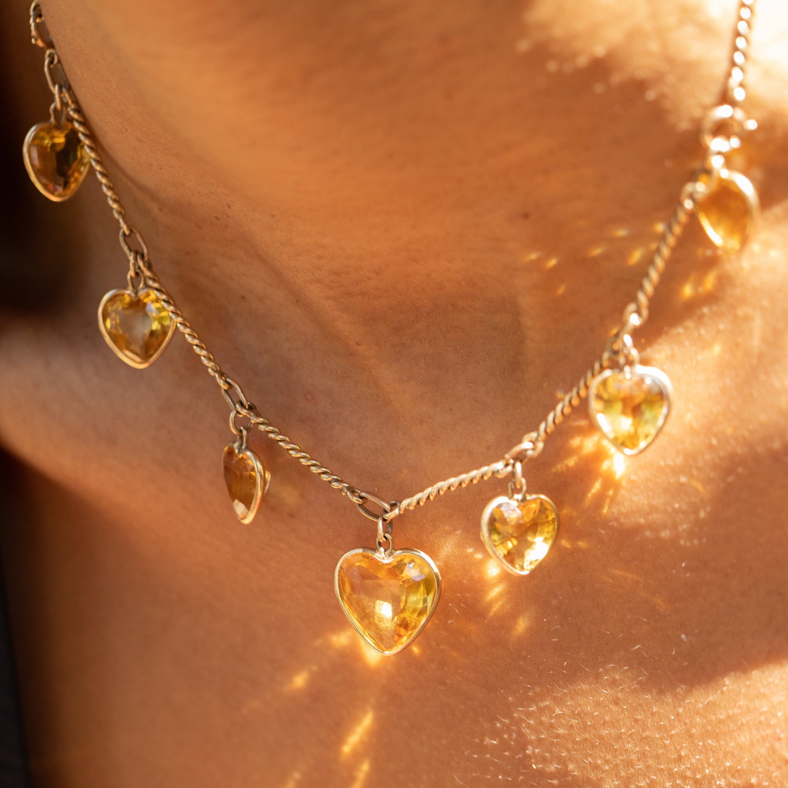 Citrine Heart and 14k Gold Convertible Necklace And Bracelet