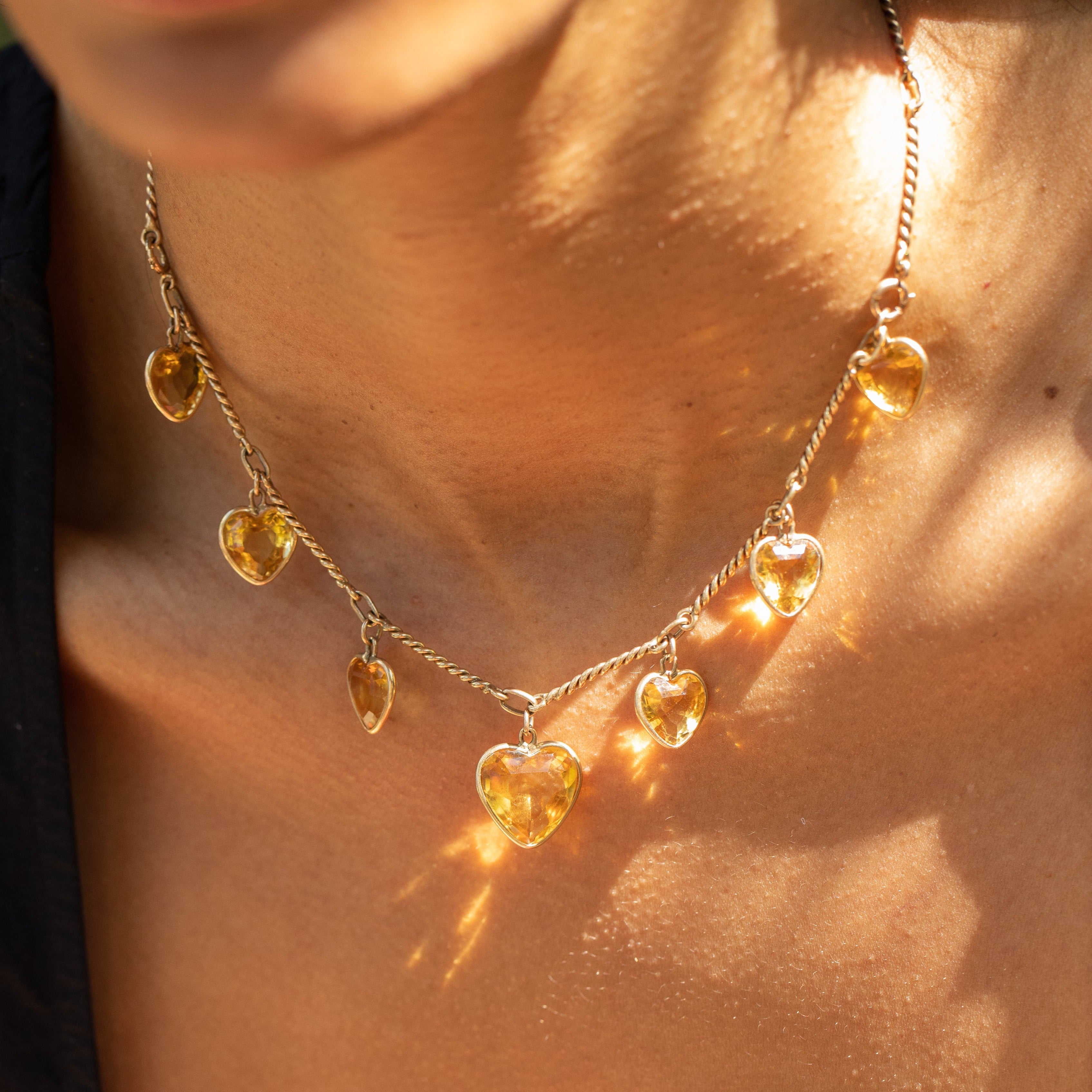 Citrine Heart and 14k Gold Convertible Necklace And Bracelet
