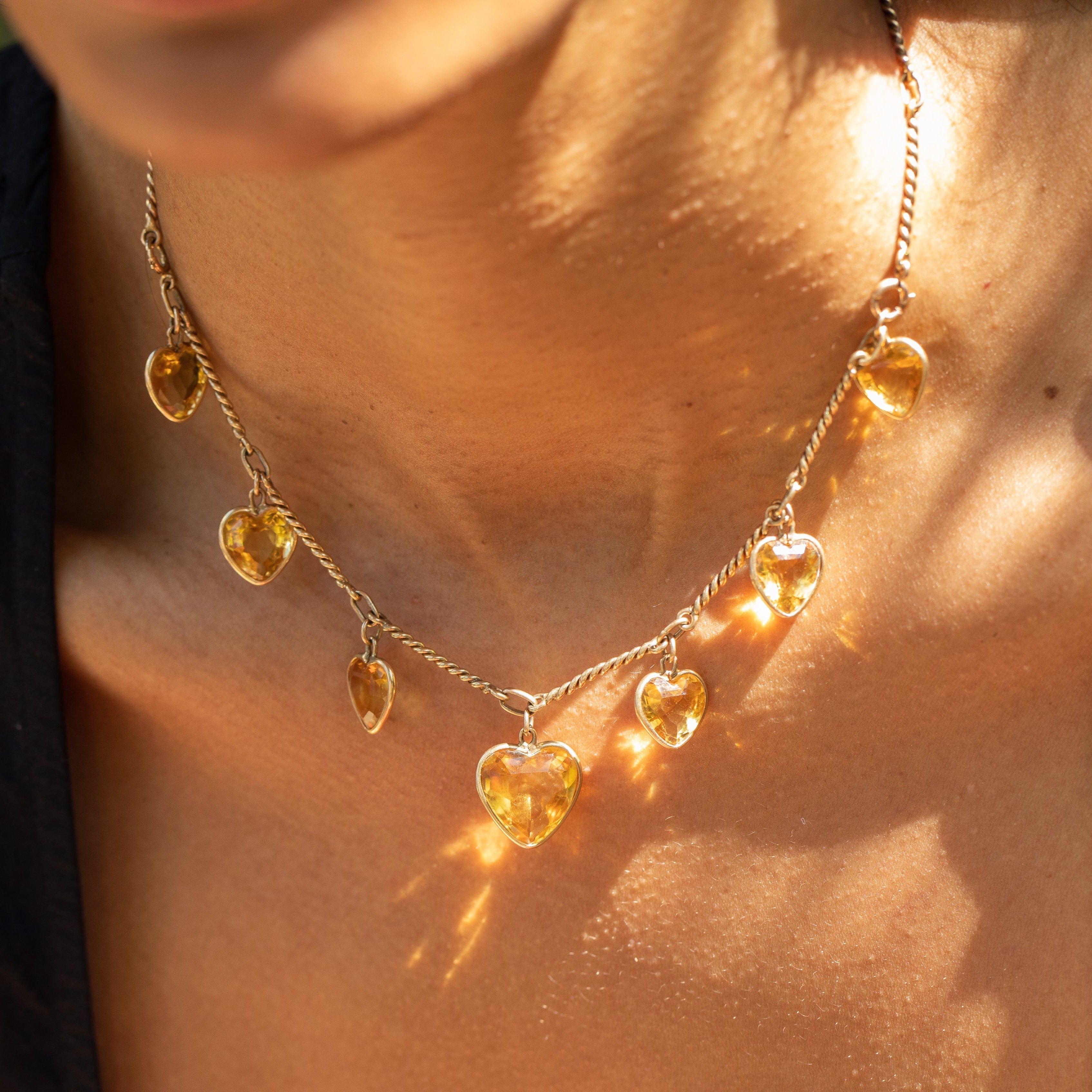 Citrine Heart and 14k Gold Convertible Bracelet And Necklace