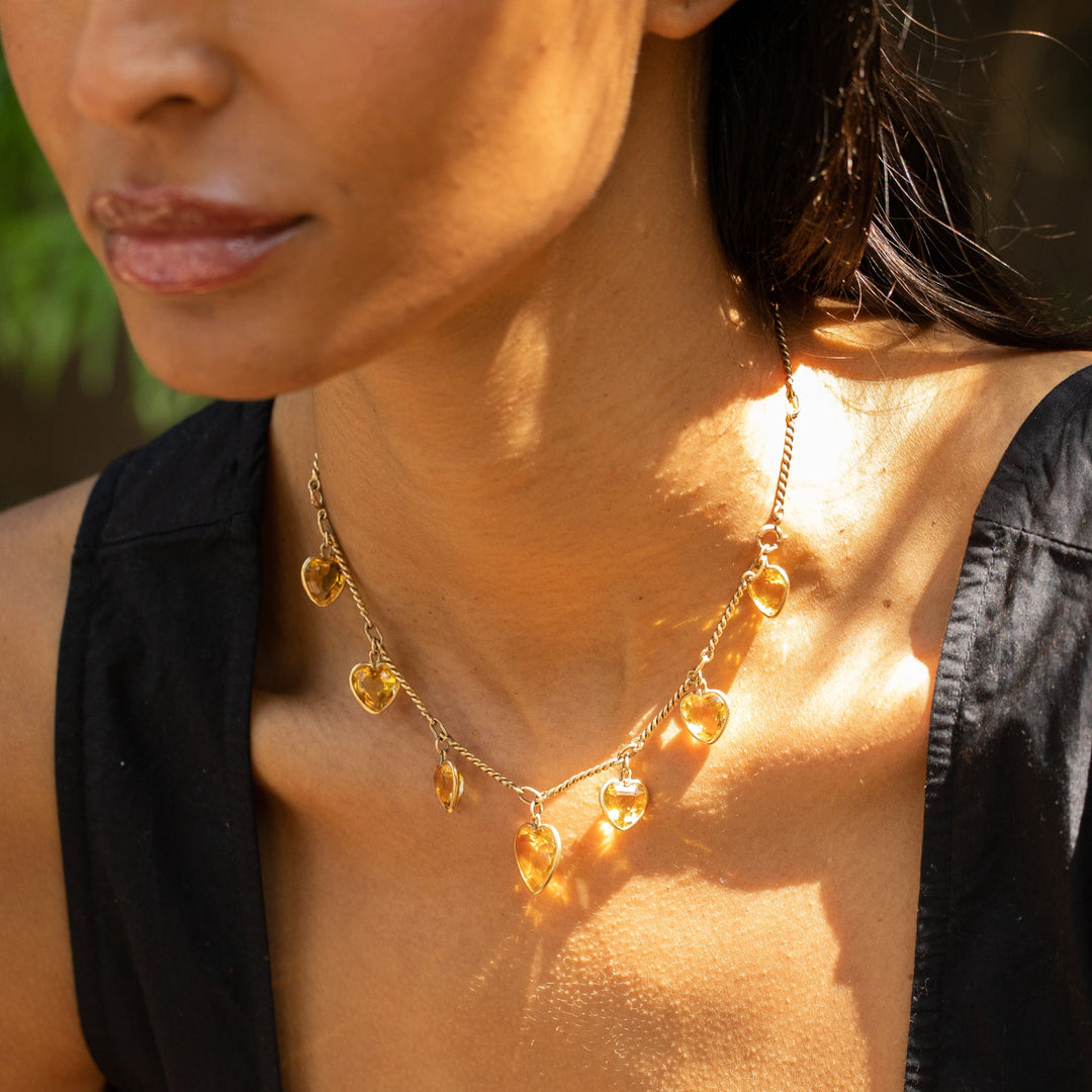 Citrine Heart and 14k Gold Convertible Bracelet And Necklace