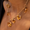 Citrine Heart and 14k Gold Convertible Necklace And Bracelet