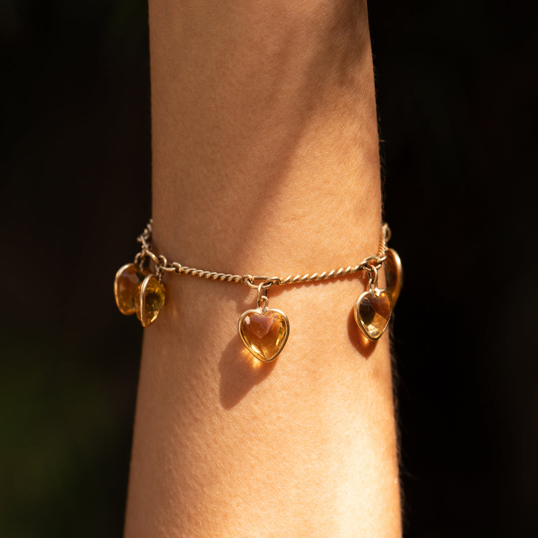 Citrine Heart and 14k Gold Convertible Necklace And Bracelet
