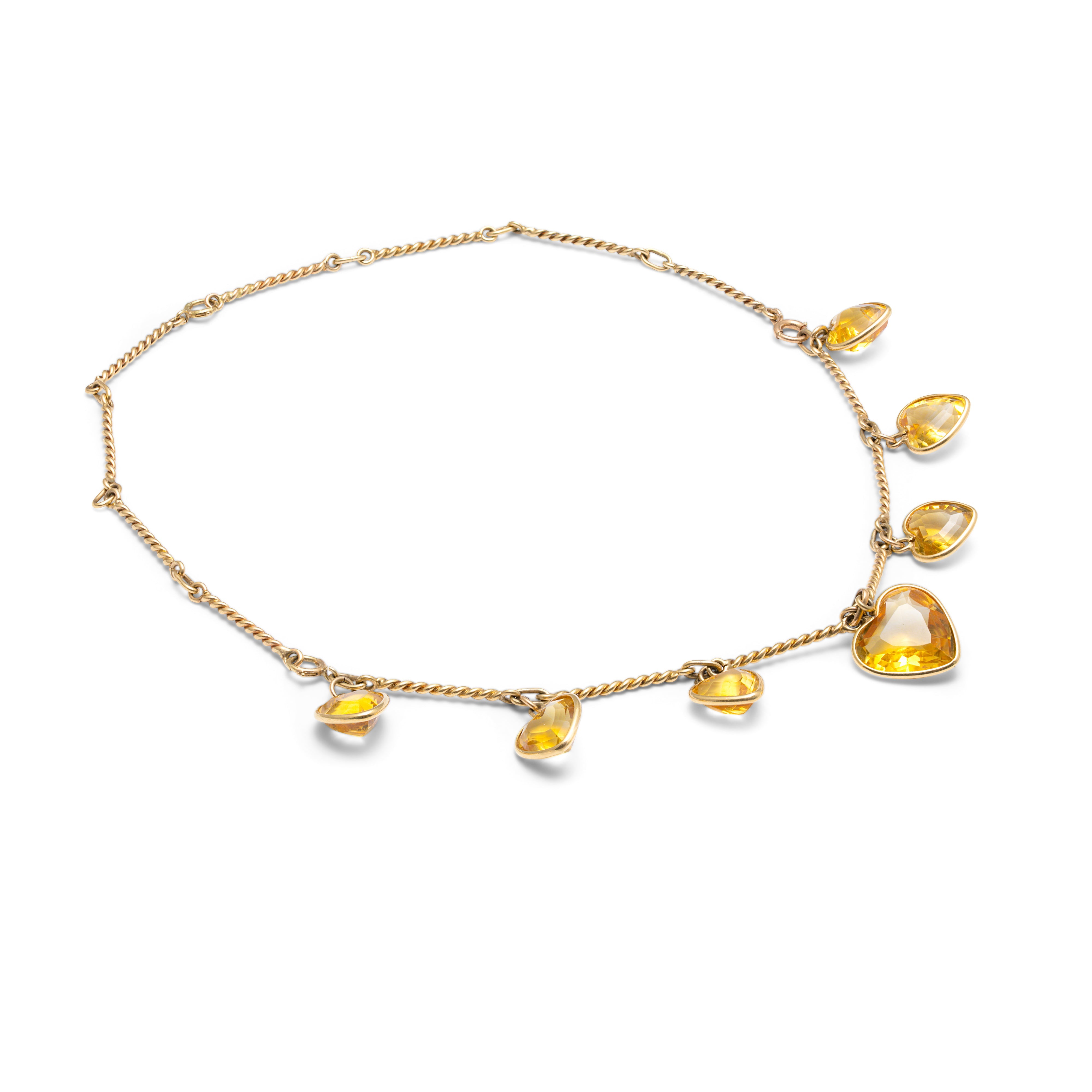 Citrine Heart and 14k Gold Convertible Bracelet And Necklace