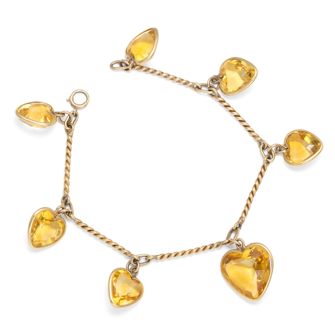 Citrine Heart and 14k Gold Convertible Bracelet And Necklace