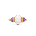 Moonstone, Amethyst, and 14k Rose Gold Ring