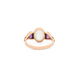 Moonstone, Amethyst, and 14k Rose Gold Ring