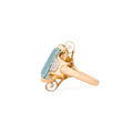 Large Retro Aquamarine, Diamond, 14K Gold, and Platinum Ring