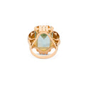 Large Retro Aquamarine, Diamond, 14K Gold, and Platinum Ring