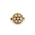 Diamond Cluster, 14k Gold, and Black Enamel Ring