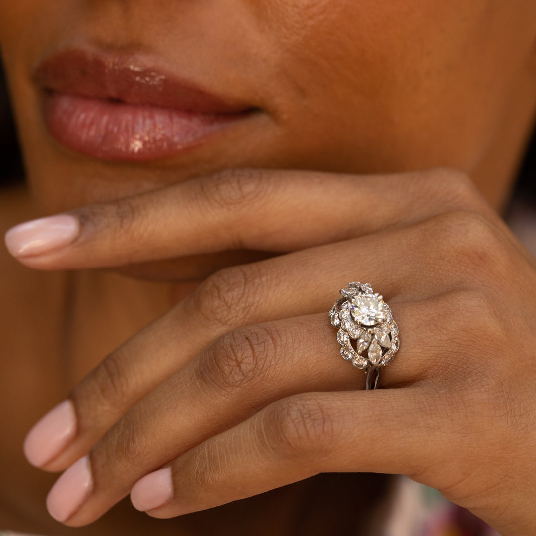 Harry Winston 1950s Diamond and Platinum Dome Ring