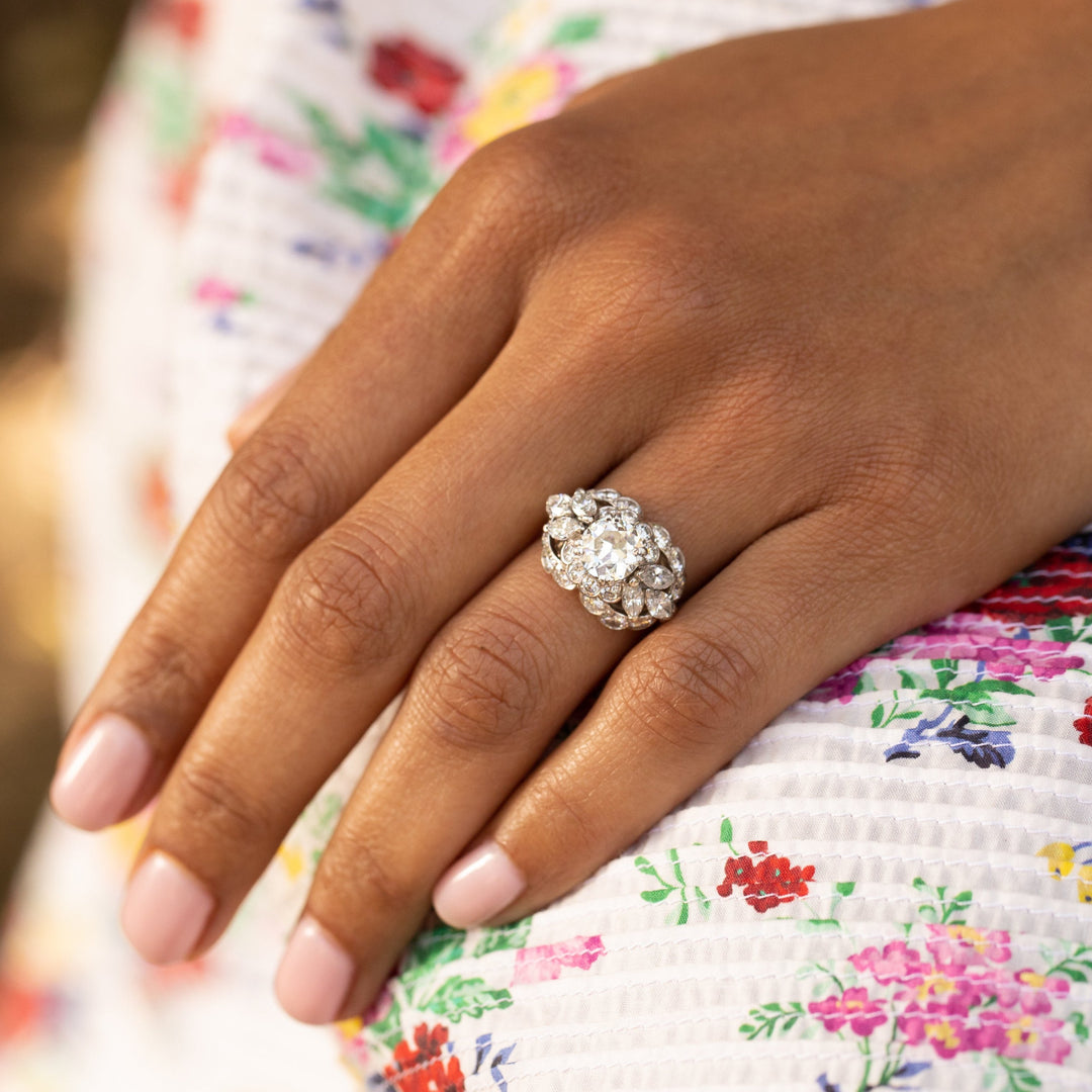 Harry Winston 1950s Diamond and Platinum Dome Ring