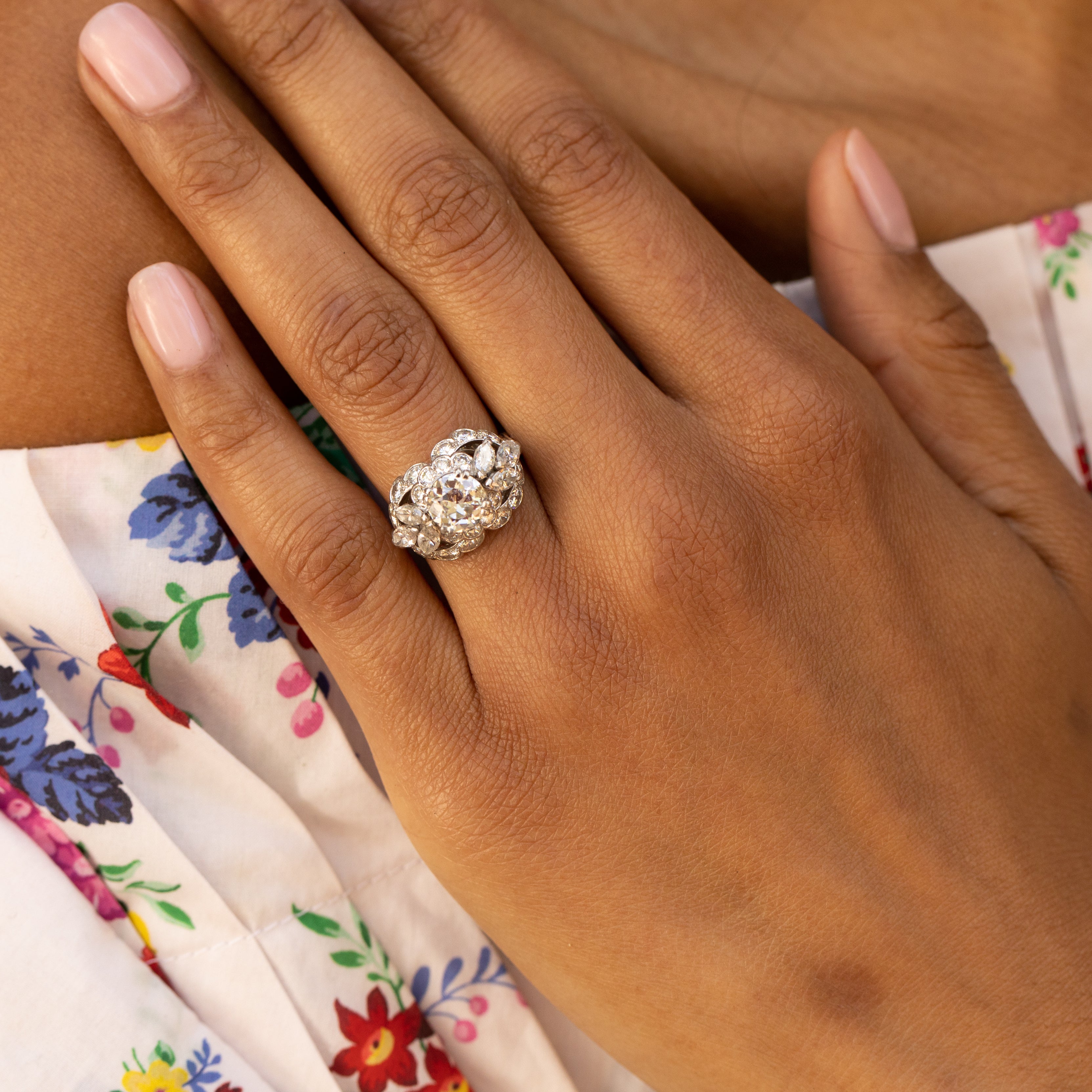 Harry Winston 1950s Diamond and Platinum Dome Ring