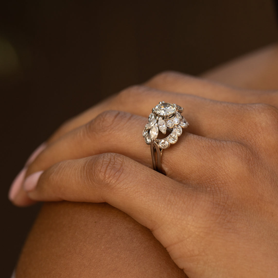 Harry Winston 1950s Diamond and Platinum Dome Ring