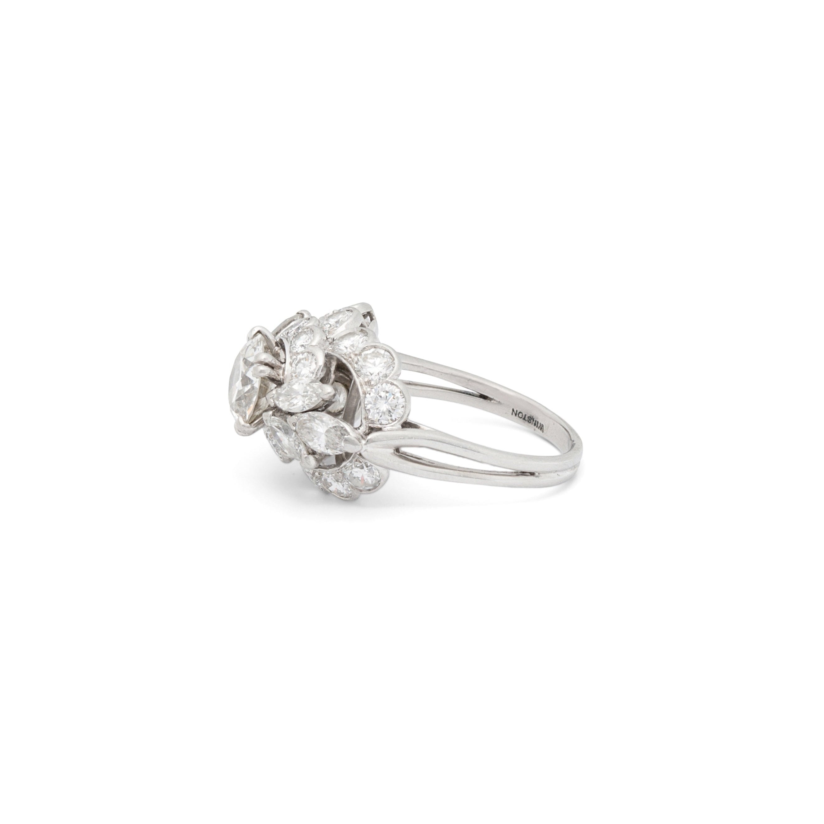 Harry Winston 1950s Diamond and Platinum Dome Ring