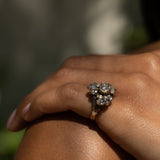 Victorian Rose Cut Diamond, 14k Gold, And Silver Floral Ring