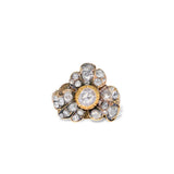 Victorian Rose Cut Diamond, 14k Gold, And Silver Floral Ring