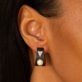 Marsh & Co. Blackened Steel, Diamond, and Pearl Clip Earrings