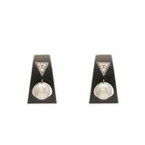 Marsh & Co. Blackened Steel, Diamond, and Pearl Clip Earrings