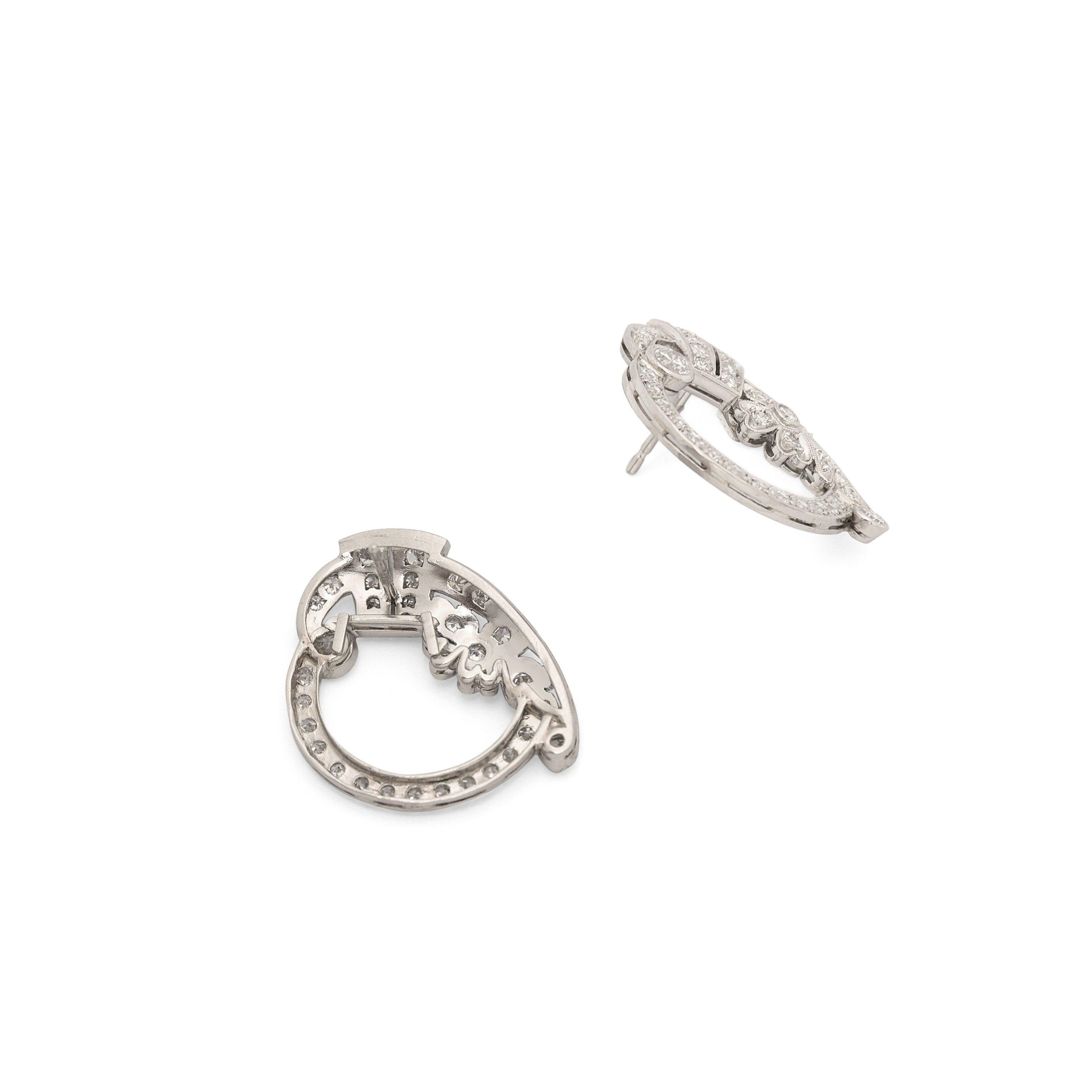 1930s Diamond and Platinum Open Earrings