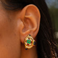 Multi-Stone, Diamond, and 18K Gold Earrings