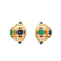 Multi-Stone, Diamond, and 18K Gold Earrings