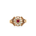 Early Victorian Pearl, Paste, and 14K Gold Cluster Ring