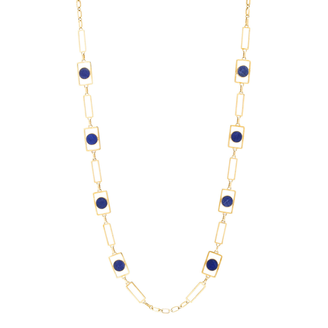 Sodalite and 14k Gold 28" Chain Necklace