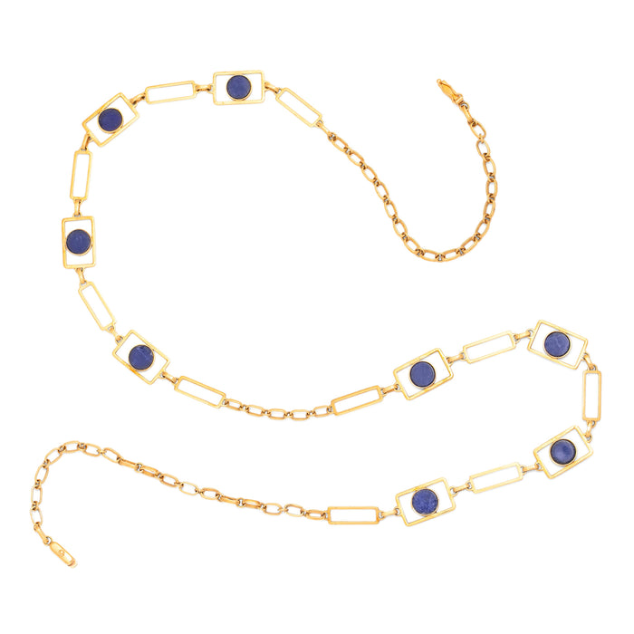 Sodalite and 14k Gold 28" Chain Necklace