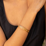 Old Mine Cut Diamond and 14k Gold Bangle Bracelet