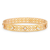Old Mine Cut Diamond and 14k Gold Bangle Bracelet
