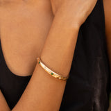 Art Nouveau Diamond, Emerald, and 14k Gold Bangle Bracelet