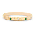 Art Nouveau Diamond, Emerald, and 14k Gold Bangle Bracelet