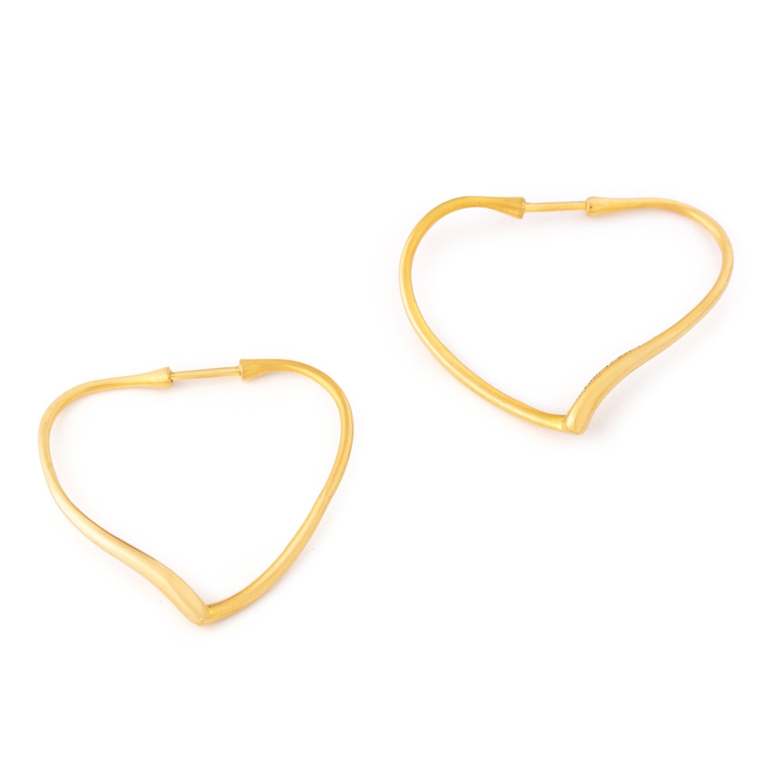 Tiffany & Co Elsa Peretti 18k Gold Heart Shaped Hoop Earrings