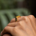 Yellow Enamel and 18K Gold Ring