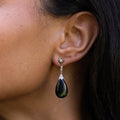 Onyx, Diamond, and Platinum Dangle Earrings