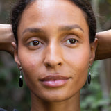 Onyx, Diamond, and Platinum Dangle Earrings