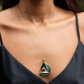 Malachite, Diamond, and Enamel 14K Gold Pendant Necklace
