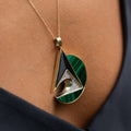 Malachite, Diamond, and Enamel 14K Gold Pendant Necklace