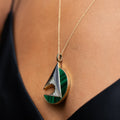 Malachite, Diamond, and Enamel 14K Gold Pendant Necklace
