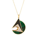 Malachite, Diamond, and Enamel 14K Gold Pendant Necklace