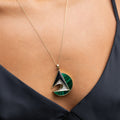 Malachite, Diamond, and Enamel 14K Gold Pendant Necklace