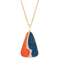 Coral, Lapis Lazuli, Diamond, and 14K Gold Pendant Necklace