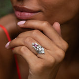Early 20th Century Diamond, Ruby, and Platinum Topped 14K Gold Ring