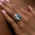 Large Aquamarine, Diamond, and 18K Gold Ring